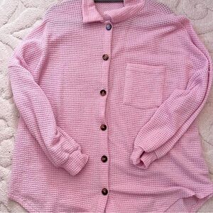 Pink Waffle Knit Top